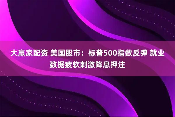 大赢家配资 美国股市：标普500指数反弹 就业数据疲软刺激降息押注